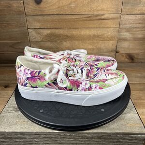 Vans Sneakers Womens Sz 7.5 Hawaiian Tropical Print Platform Lace Up Shoes
